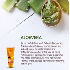 Bakson's Sunny Herbals Gesichtswaschgel mit Aloe Vera, Calendula und Teebaumöl, natürliches Reinigungsgel