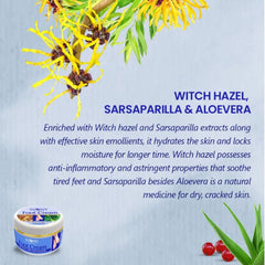 Bakson's Sunny Herbals Fußcreme mit Aloe Vera, Hamamelis und Sarsaparille, feuchtigkeitsspendende, weiche Fußpflegecreme, 100 g