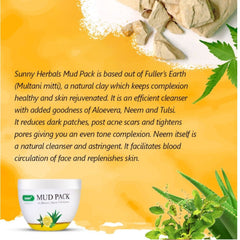 Bakson's Sunny Herbals Mud With Aloevera,Neem,Tulsi & Lemon For Radiant Skin Care Pack 150gm