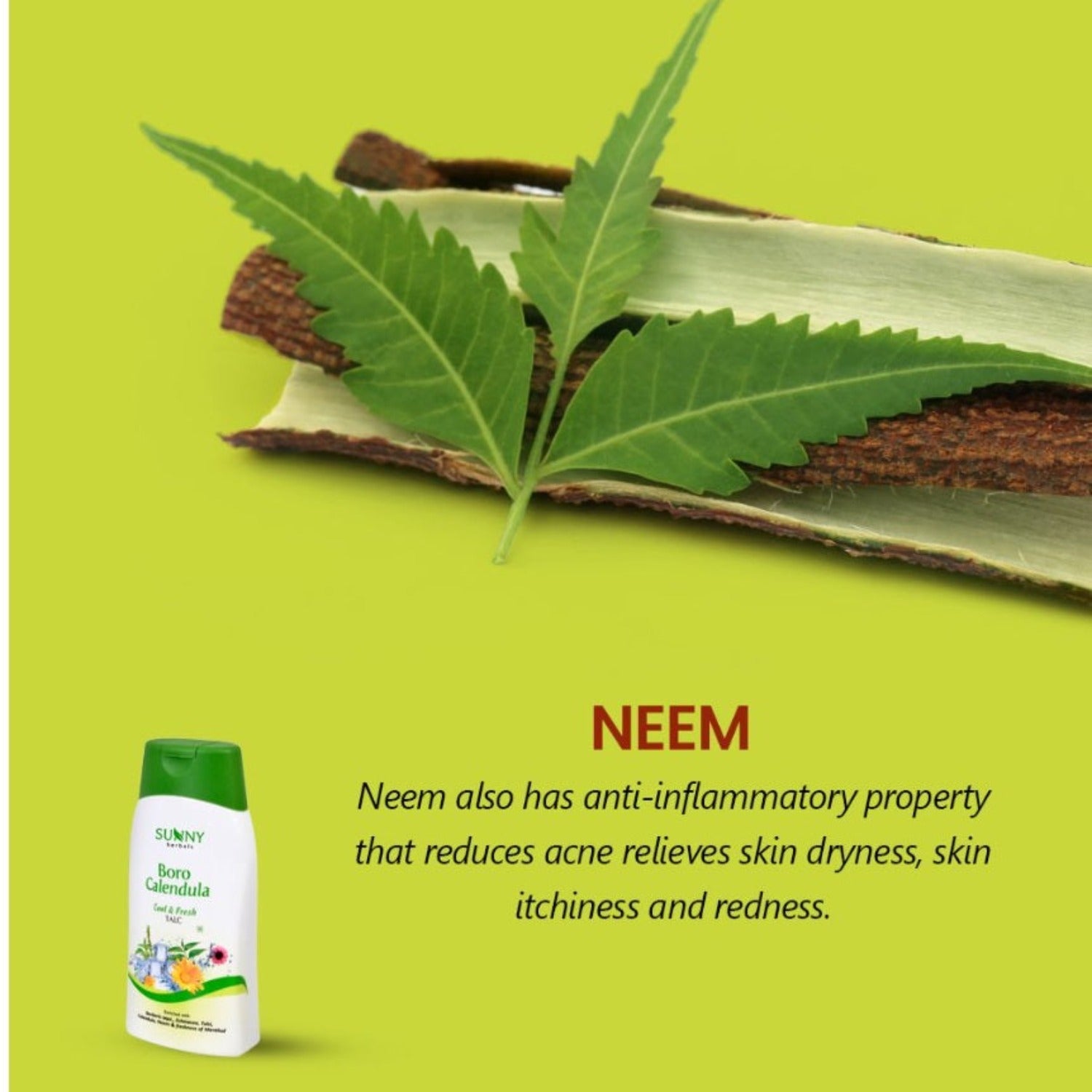 Bakson's Sunny Herbals Boro Calendula Cool & Fresh Talc For Lingering Freshness Talcum Powder 100gm