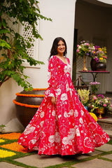 Bollywood Indische Pakistanische Ethnische Party Tragen Weiche Reine Rot Chinnon Maxi Kleid