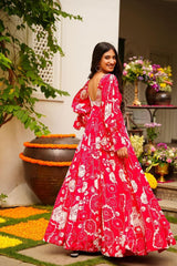 Bollywood Indische Pakistanische Ethnische Party Tragen Weiche Reine Rot Chinnon Maxi Kleid