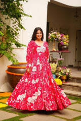 Bollywood Indische Pakistanische Ethnische Party Tragen Weiche Reine Rot Chinnon Maxi Kleid