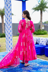 Bollywood Indian Pakistani Ethnic Party Wear Soft Pure Cathonic Georgette Pink Rani Kerry Suit Set Dress