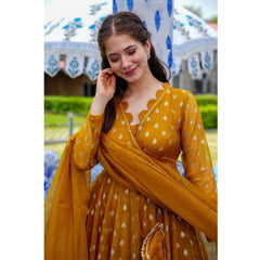 Bollywood, indisch, pakistanisch, ethnisch, Partykleidung, weiches reines Georgette-Anarkali-Dupatta-Kleid