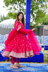 Bollywood Indian Pakistani Ethnic Party Wear Soft Pure Blooming Georgette Hot Pink Sparkle Suit Set Dress