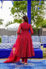 Bollywood Indische Pakistanische Ethnische Party Tragen Weiche Reine Rote Georgette Anzug Set Kleid