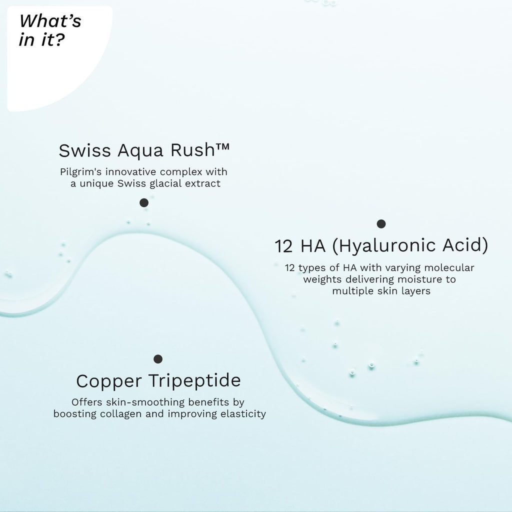 Pilgrim Cosmetics Swiss Aqua Rush™ 12 HA Face Serum 30ml