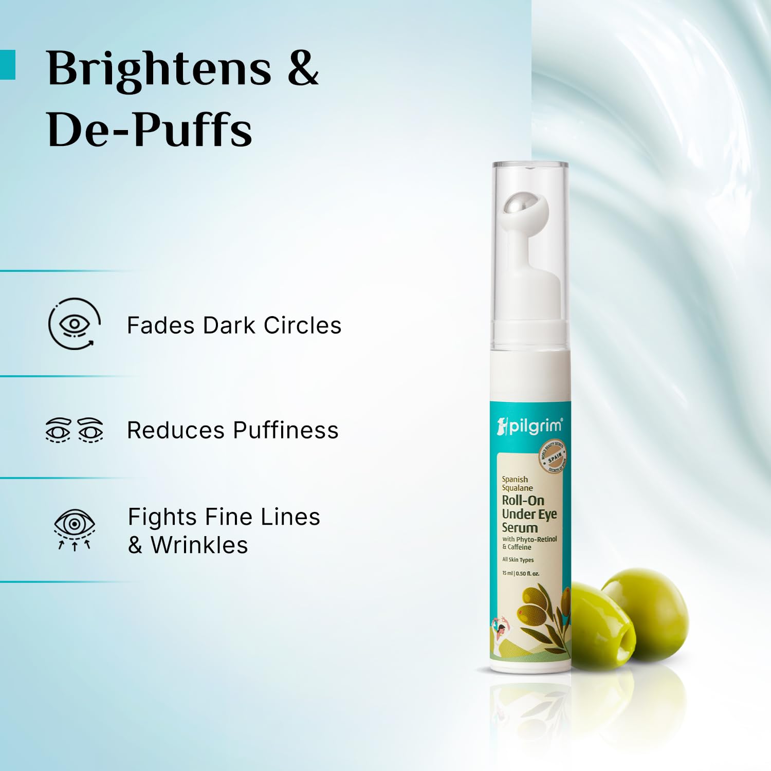 Pilgrim Cosmetics Squalane Roll On Under Eye Serum 15ml