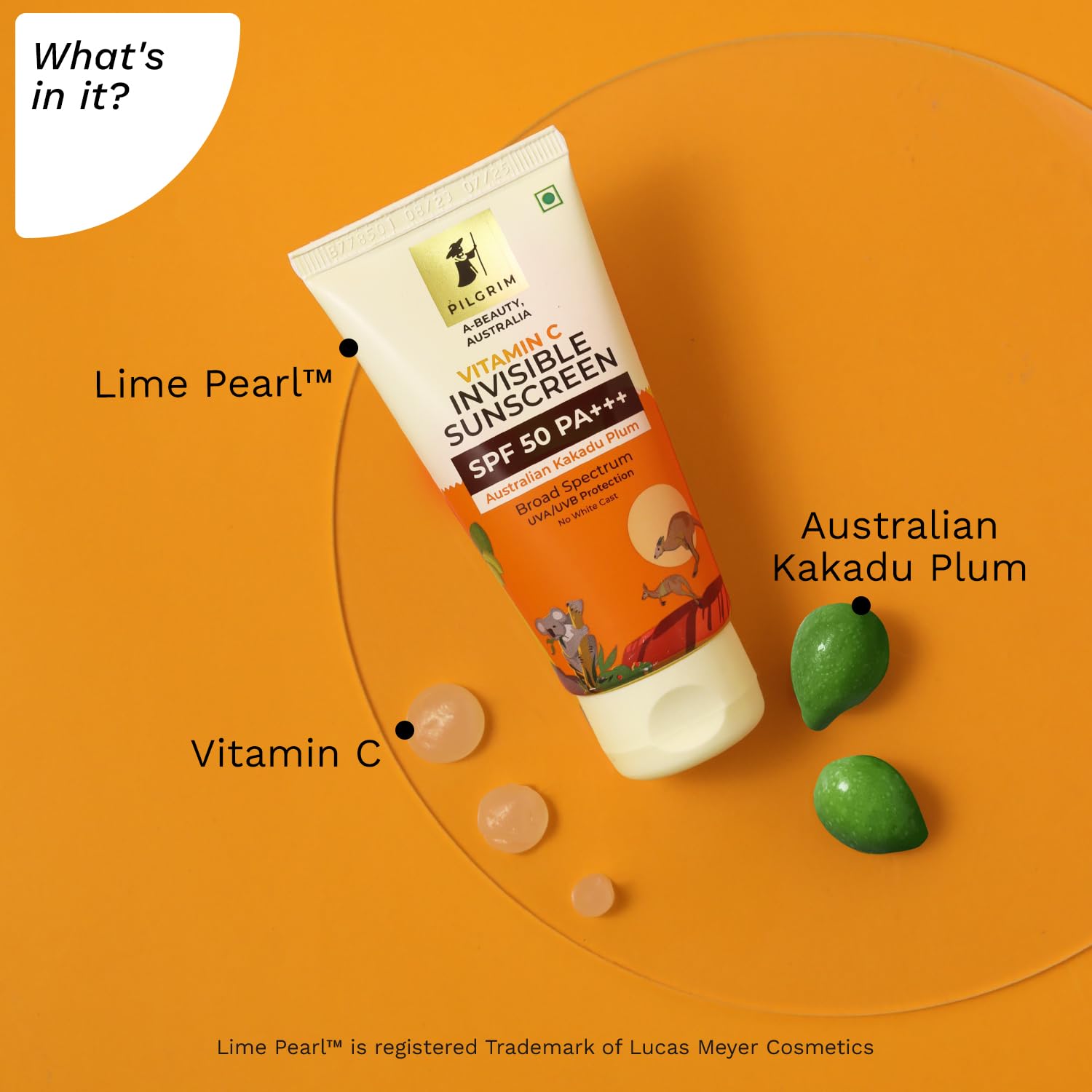 Pilgrim Cosmetics Vitamin C Invisible Sunscreen SPF 50 PA+++ Australian Kakadu Plum 45ml
