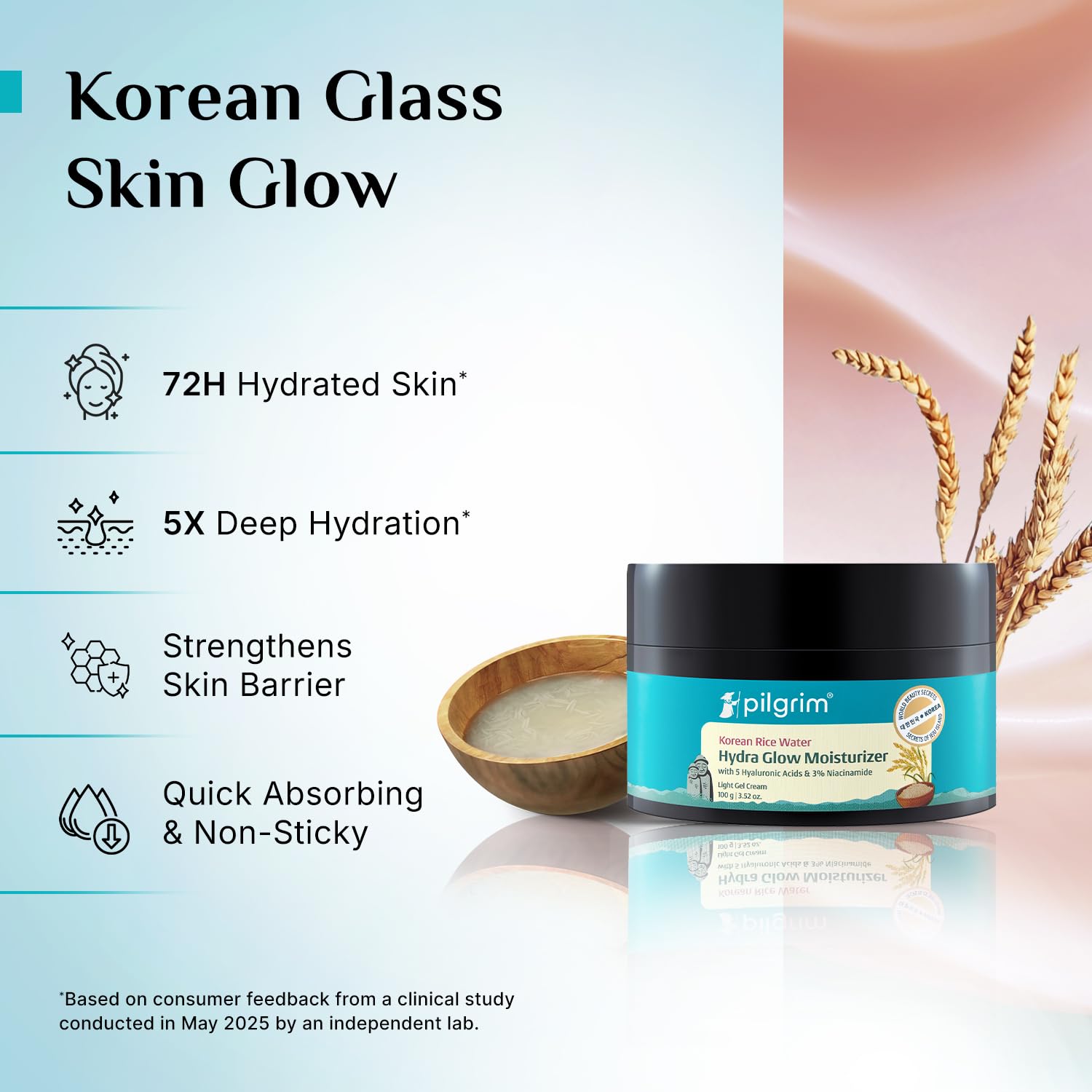 Pilgrim Korean Rice Water Hydra Glow Moisturizer Gel 100g