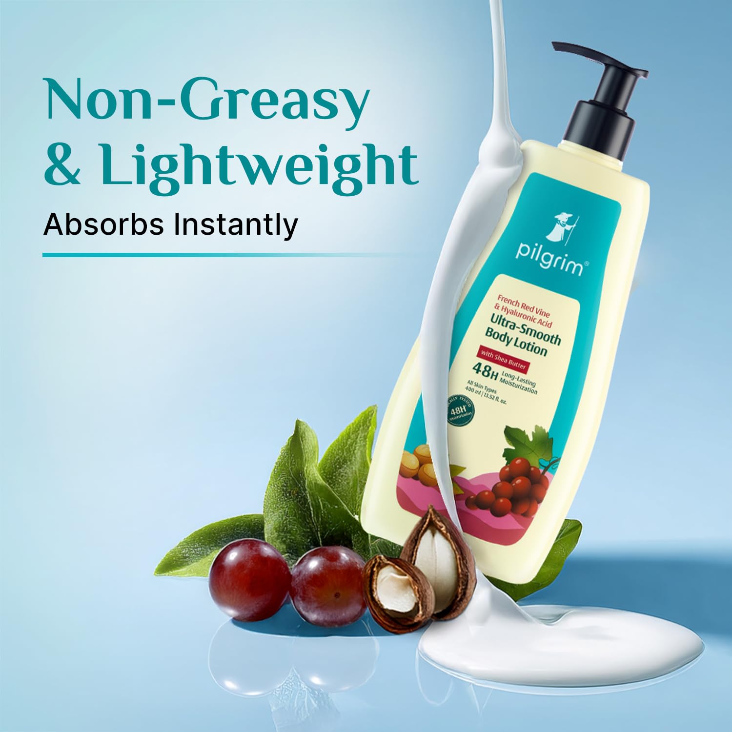 Pilgrim Cosmetics French Red Vine & Hyaluronic Acid Ultra-Smooth Body Lotion 400 ml | 13.52 fl. oz.