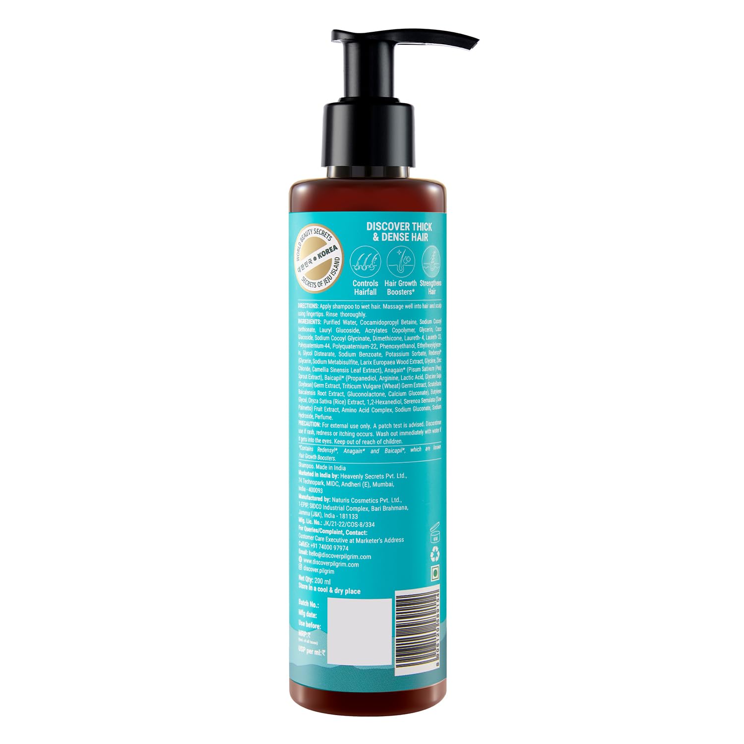 Pilgrim Cosmetics Redensyl & Anagain Hairfall Control Hair Shampoo 200 ml 6.8 fl. oz