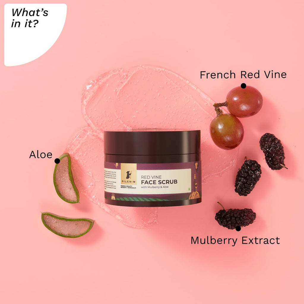 Pilgrim Cosmetics Red Vine Face Scrub with Mulberry & Aloe 50g