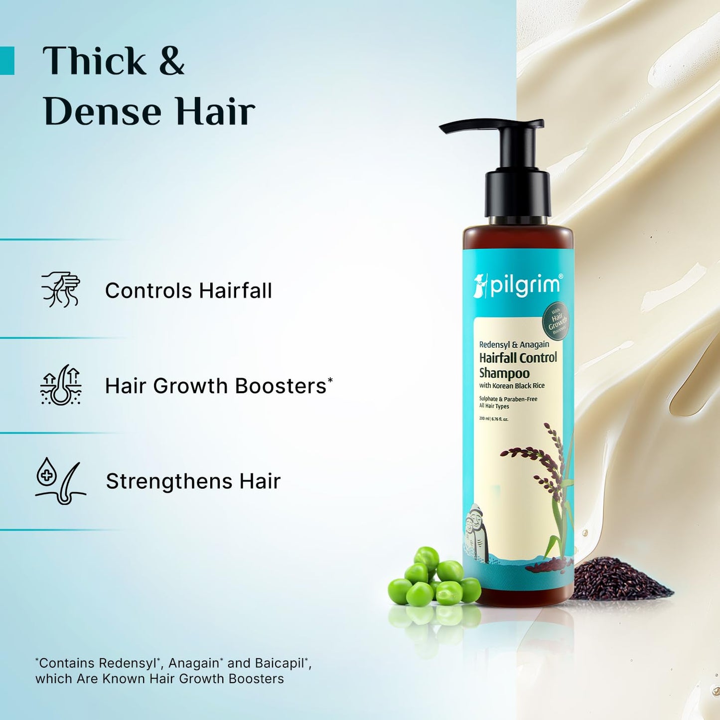 Pilgrim Cosmetics Redensyl & Anagain Hairfall Control Hair Shampoo 200 ml 6.8 fl. oz