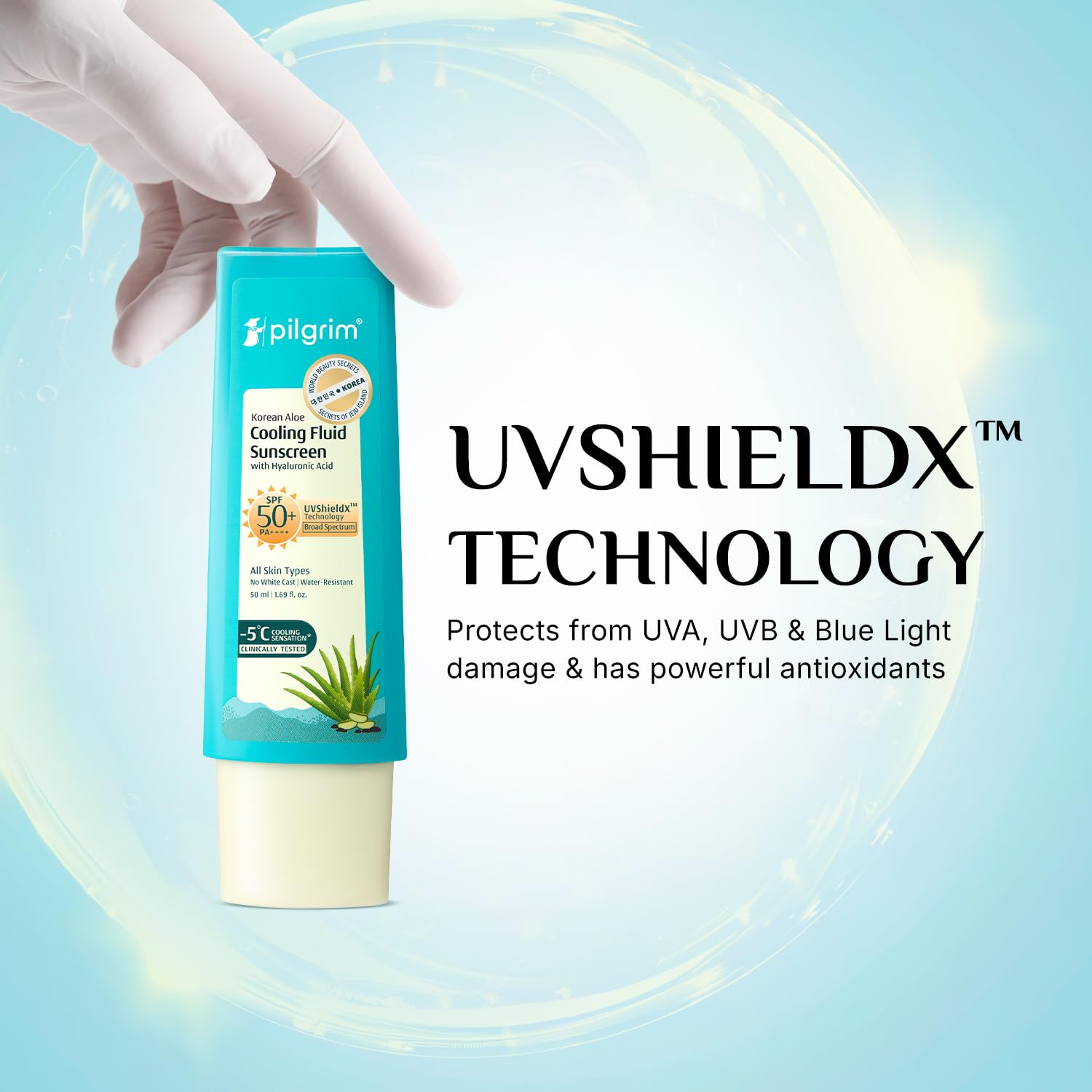 Pilgrim Cosmetics Korean Aloe Cooling Fluid Sunscreen Gel SPF 50+ PA++++ 50ml