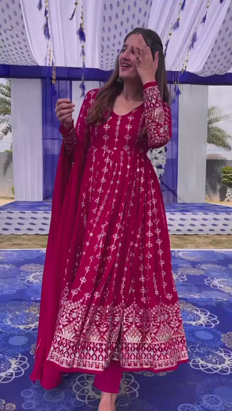 Bollywood Indische Pakistanische Ethnische Party Tragen Frauen Weiche Reine Schwere Faux Georgette Anarkali Kleid