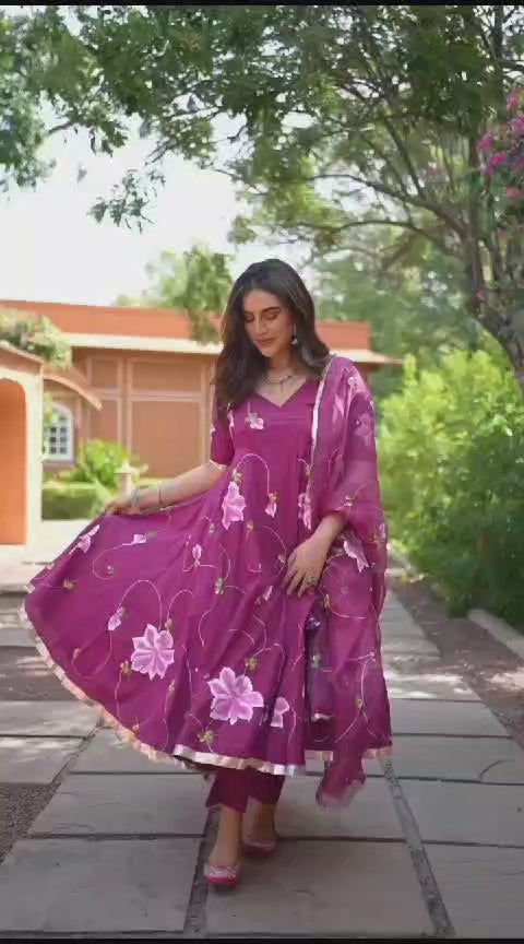 Bollywood Indische Pakistanische Ethno Party Wear Weiches reines Tubby Organza Rani Anzugkleid