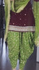 Bollywood Indische Pakistanische Ethno Party Wear Damen Weiches Reines Kunstgeorgette Top, Dhoti Salwar und Dupatta