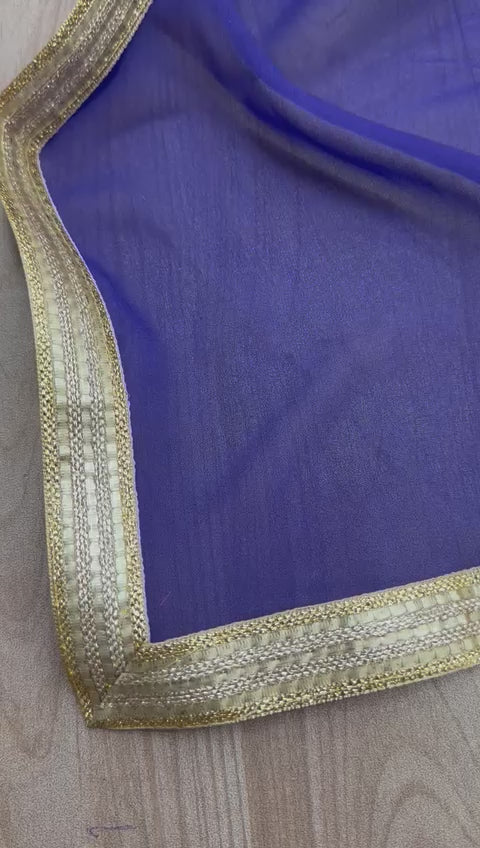 Bollywood indisch-pakistanische ethnische Partykleidung, weicher, reiner Georgette mit sattem digitalem 3D-Fine-Print mit ausgefallenem, vorgefertigtem Spitzenrand, Saree/Sari