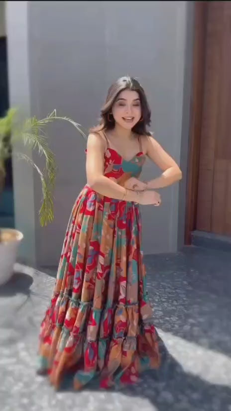 Bollywood Women Indian Ethnic Party Wear Pure Soft Chinnon Maxi Dress