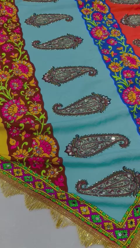 Болливудская индийская пакистанская этническая праздничная одежда, стильная мягкая женская модная дупатта ручной работы, шелковая дупатта, код 03