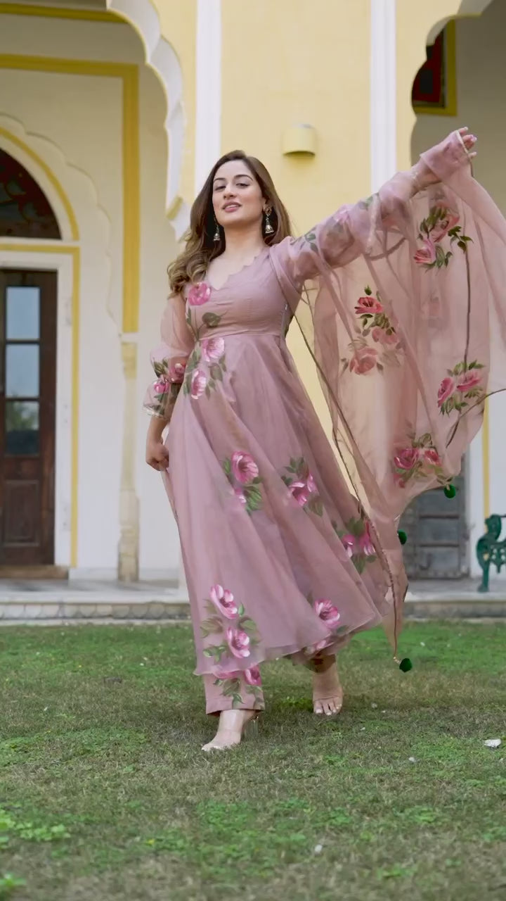 Bollywood Indische Pakistanische Ethnische Party Tragen Weiche Reine Tubby Organza Anzug Kleid