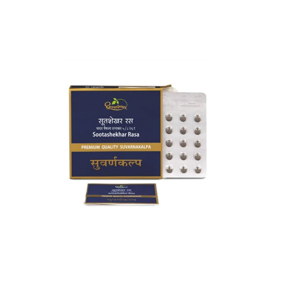 Dhootapapeshwar Ayurvedic Sootashekhar Rasa Premium Quality Suvarnakalpa Tablets