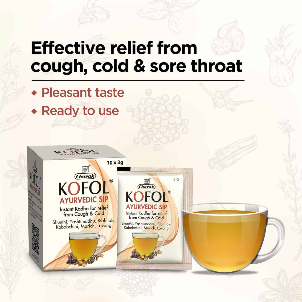Charak Kofol Ayurvedic Sip Instant Kadha Powder 10 X 3g