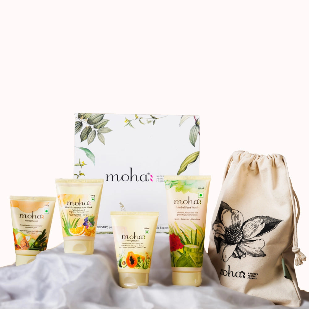 Moha Cosmetics Skin Care Face Wash,Face Scrub,Face Mask & Lotion Gift Kit